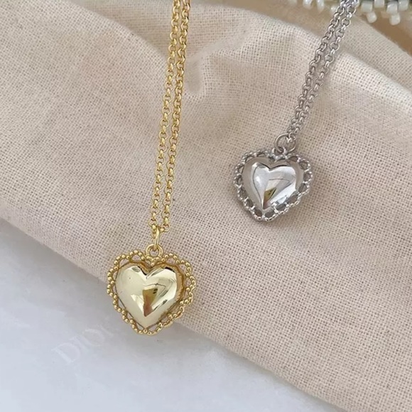 NEW 925 STERLING SILVER LACE HEART NECKLACE,NICE NECKLACE, CUTE NECKLACE - Picture 2 of 6